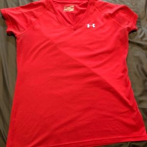 Red under armour workout t shirt